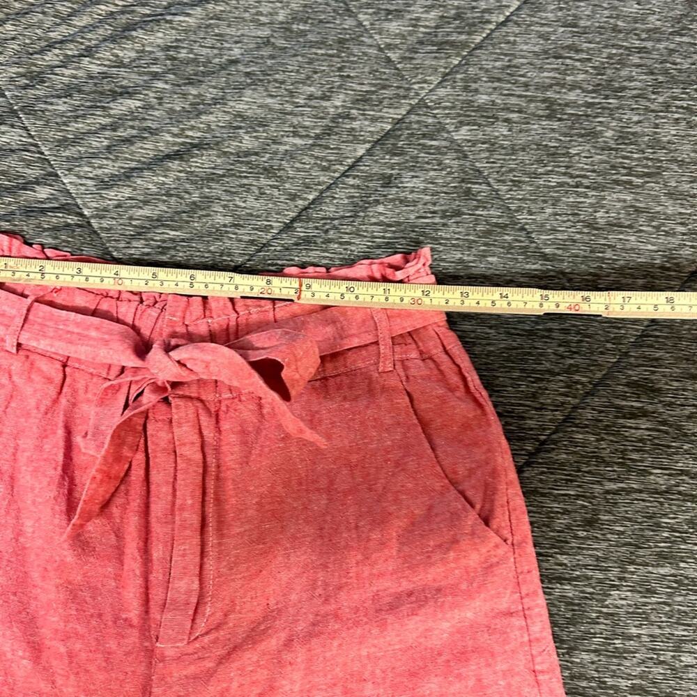 Draper James RSVP Linen Blend Paperbag Waist Shorts Coral Pink Tie Waist Size S - Picture 3 of 9